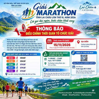 Lai Châu điều chỉnh thời gian tổ chức Giải Marathon lần thứ III năm 2026