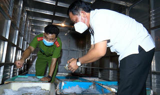 Công an Bạc Liêu phát hiện xe tải vận chuyển hơn 300kg tôm chứa tạp chất