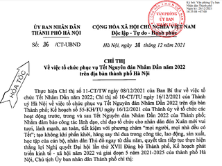 Hà Nội chuẩn bị phương án tổ chức phục vụ Tết Nguyên đán Nhâm Dần năm 2022