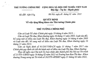 Thủ tướng Chính phủ tặng bằng khen cho nhiều tập thể, cá nhân có thành tích xuất sắc trong phòng, chống dịch
