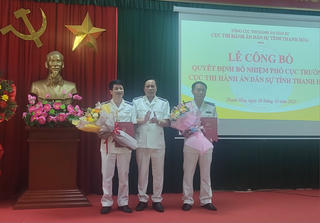 Công bố các quyết định bổ nhiệm 2 Phó cục trưởng Cục Thi hành án dân sự tỉnh Thanh Hóa