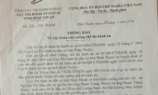 Tiếp vụ tranh chấp đất ở Bình Thuận: Cơ quan thi hành án hoãn cưỡng chế để xem xét lại
