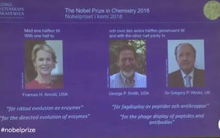 3 nhà khoa học Mỹ, Anh nhận giải Nobel Hóa học 2018