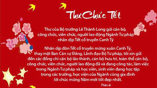 Thư chúc Tết của Bộ trưởng Lê Thành Long gửi cán bộ, công chức, viên chức, người lao động Ngành Tư pháp