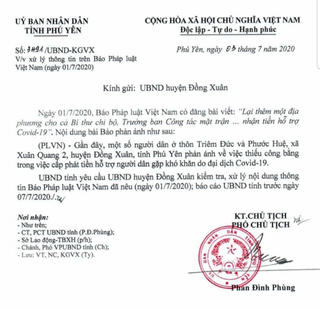 UBND tỉnh Phú Yên yêu cầu xử lý thông tin Báo PLVN phản ánh