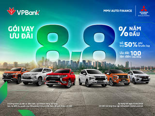 Sở hữu ô tô Mitsubishi với lãi suất chỉ 8,8%/năm, phê duyệt trong 5 phút tại VPBank