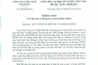 Công ty cổ phần Du lịch An Giang thông báo