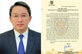 Thư chúc mừng của Bộ trưởng Nguyễn Hải Ninh nhân dịp kỷ niệm 79 năm ngày Truyền thống ngành Tư pháp 