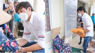 Quý Bình tất bật đi từ thiện thay bà xã doanh nhân khi cô đang ở cữ