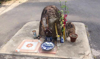 Hòn đá thiêng bỗng dưng 'mọc' ở ngã ba khiến cả làng đổ xô cúng bái