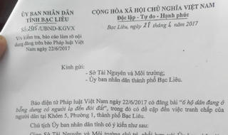 Vụ 6 hộ dân đang ở ổn định bỗng có “người lạ” đến đòi đất ở Bạc Liêu: Tỉnh yêu cầu Sở Tài nguyên và Môi trường, Ủy ban TP báo cáo
