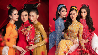 Hoa hậu Đỗ Thị Hà cùng Á hậu Phương Anh, Ngọc Thảo diện áo dài retro