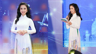 MC song ngữ Thanh Giang diện áo dài nền nã
