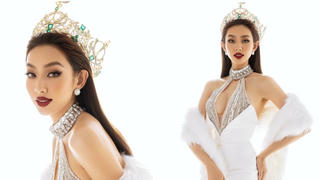 Hoa hậu Thùy Tiên diện váy gợi cảm