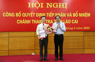 Lào Cai: Công bố Quyết định tiếp nhận và bổ nhiệm Chánh Thanh tra tỉnh 