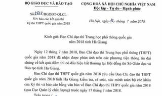 Bộ GD&ĐT yêu cầu rà soát kết quả thi THPT quốc gia bất thường tại Hà Giang