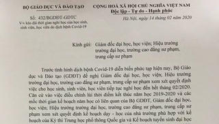 Bộ GD&ĐT đề nghị cho sinh viên nghỉ đến hết tháng 2