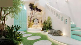 Biệt thự mang sắc xanh biển cả, sân thượng gây mê với mái trong suốt