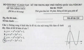Mã đề thi số 124 môn Toán THPT Quốc gia và lời giải