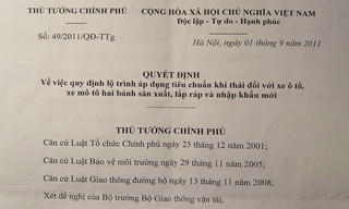 Bộ Giao thông vận tải áp dụng lộ trình tiêu chuẩn khí thải như thế nào?