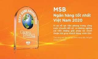 MSB được vinh danh là “Ngân hàng tốt nhất Việt Nam năm 2020“
