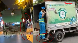 Tiềm ẩn nhiều nguy cơ từ xe rác quá tải- Kỳ 2: Ẩn họa từ đu bám xe rác