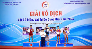 Bế mạc Giải Vô địch Vật quốc gia, Nam Định giành 01 HCV