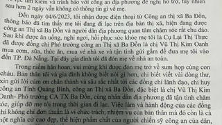 Giúp cụ bà tìm lại người thân, Công an TX Ba Đồn được người dân gửi thư cảm ơn