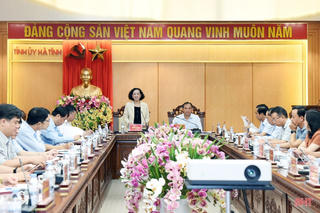 Trưởng Ban Tổ chức Trung ương Trương Thị Mai làm việc tại tỉnh Hà Tĩnh về công tác xây dựng Đảng