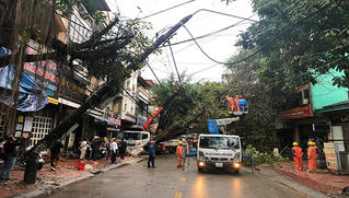 Mưa lớn kèm gió lốc ở thành phố Cao Bằng tàn phá cây xanh, đem bùn đất vào nhà dân 