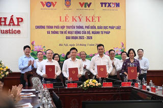 Bản tin tối 24/03: Lễ ký kết Chương trình phối hợp truyền thông, phổ biến, giáo dục pháp luật và thông tin về hoạt động của bộ, ngành tư pháp