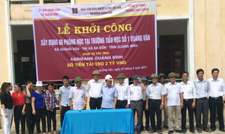Agribank tài trợ 2 tỷ đồng xây dựng trường Tiểu học số 1 xã Quảng Văn tỉnh Quảng Bình