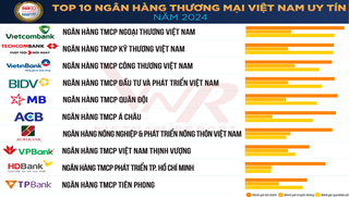 Công bố Top 10 Ngân hàng thương mại Việt Nam uy tín năm 2024