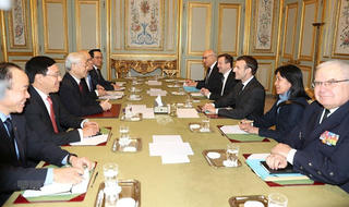 Tổng Bí thư Nguyễn Phú Trọng hội đàm với Tổng thống Emmanuel Macron