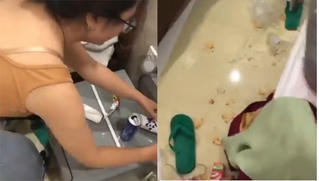 Cô gái xả rác đầy phòng khách sạn để 'trả đũa' gây bất bình
