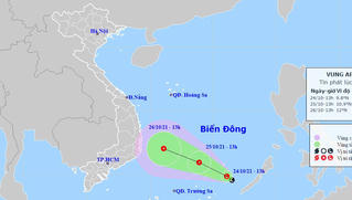 Xuất hiện áp thấp mạnh trên Biển Đông