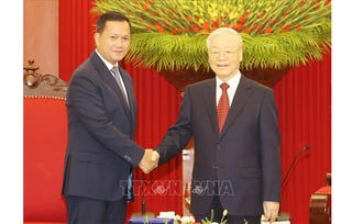 Tổng Bí thư Nguyễn Phú Trọng tiếp Thủ tướng Campuchia Samdech Hun Manet