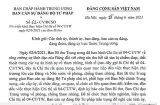 Triển khai thực hiện Chỉ thị của Ban Bí thư về thu hồi tài sản tham nhũng
