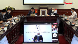 Bộ trưởng Bộ Tư pháp Lê Thành Long hội đàm trực tuyến với Bộ trưởng Bộ Tư pháp Cuba