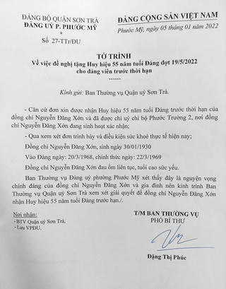 Một lão thành cách mạng lâm bạo bệnh được đề xuất trao Huy hiệu 55 tuổi Đảng trước hạn