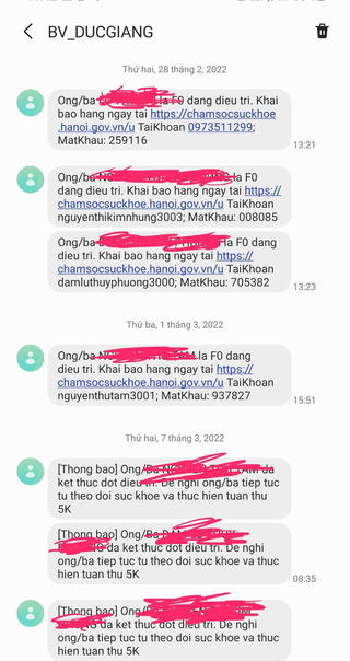 Khó hiểu không điều trị F0 nhưng BV Đa khoa Đức Giang vẫn gửi thông báo như bệnh nhân đang được theo dõi, điều trị