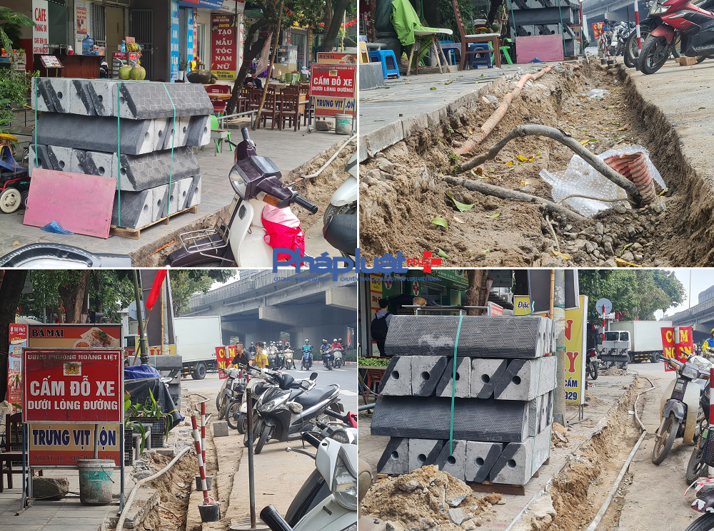 Tuyến phố thuộc Bán đảo Linh Đàm ngổn ngang vật liệu xây dựng cùng với tình trạng đào bới dọc tuyến phố khiến nhiều hộ kinh doanh ngán ngẩm, bức xúc.