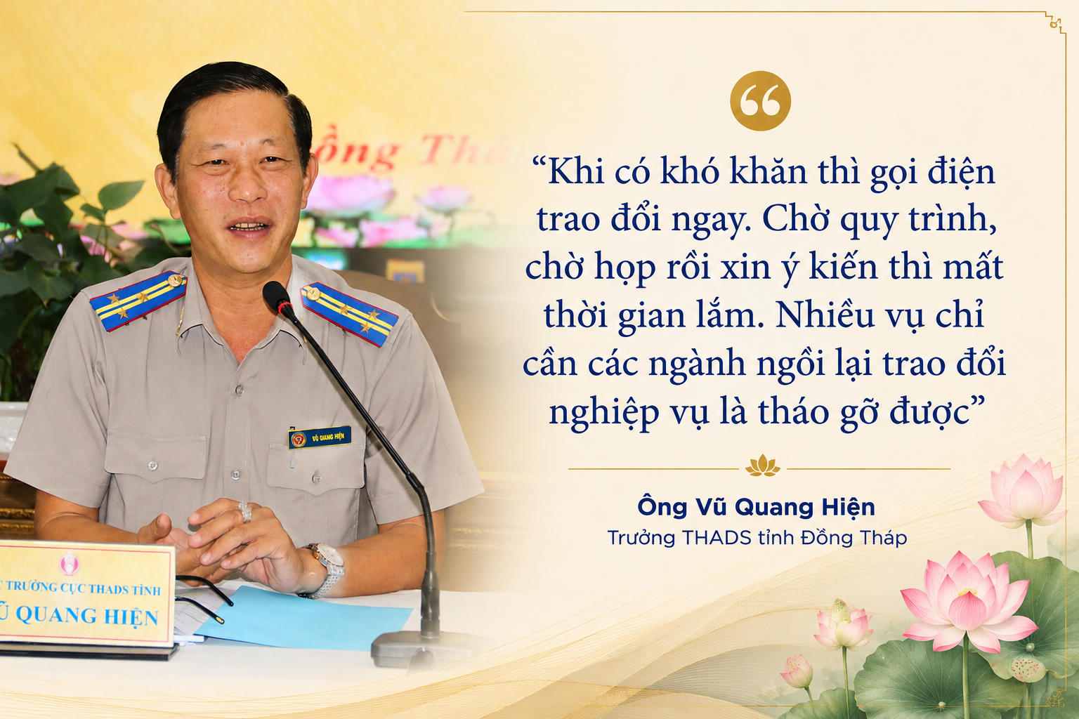 Chuyện nghề của Trưởng THADS Đồng Tháp Vũ Quang Hiện