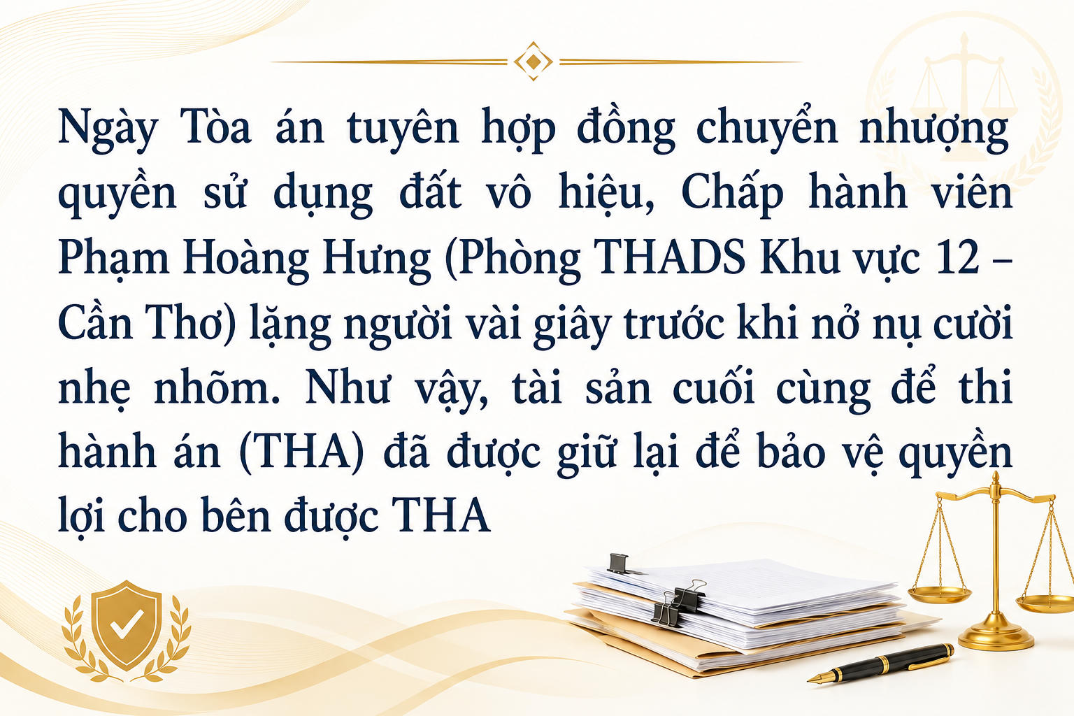 Chấp hành viên khởi kiện lấy lại tài sản bị tẩu tán và những câu chuyện nghề cảm động