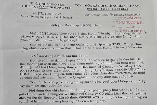 Sự việc bị cho là “dấu hiệu kê khai thuế không trung thực”: Thuế cơ sở 3 tỉnh Hưng Yên cho biết sẽ rà soát hồ sơ kê khai