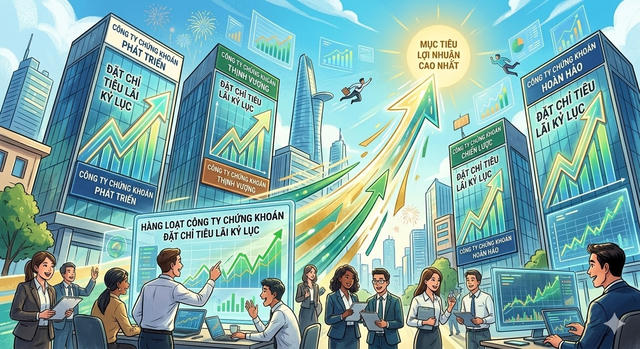 Hàng loạt công ty chứng khoán đặt chỉ tiêu lãi kỷ lục năm 2026: Đặt cược VN-Index vượt mốc 2.300 điểm