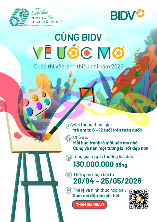 Cuộc thi tranh thiếu nhi 'Cùng BIDV vẽ ước mơ'
