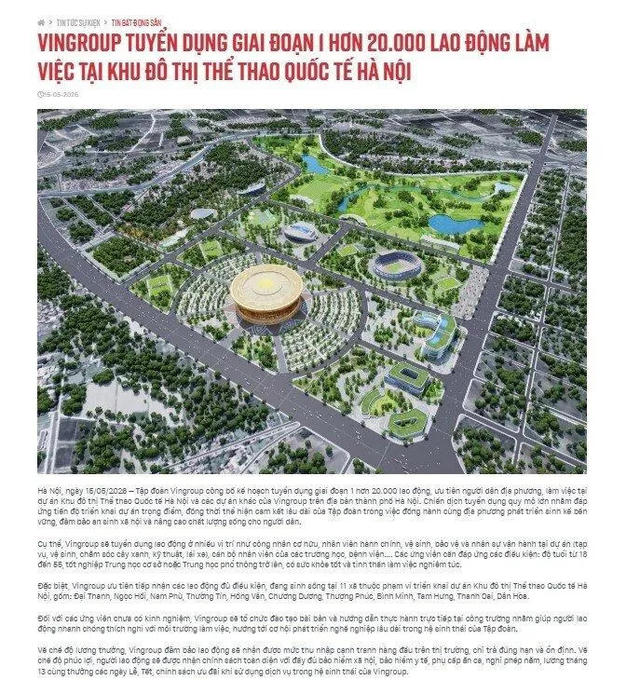 Vingroup tuyển 20.000 lao động tại siêu dự án 925.000 tỷ đồng, ưu tiên người dân vùng dự án