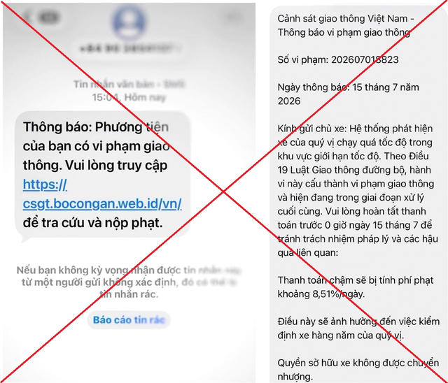 Mạo danh Cổng Dịch vụ công, lừa người dân nộp 'phạt nguội' Mạo danh Cổng Dịch vụ công, lừa người dân nộp 'phạt nguội'