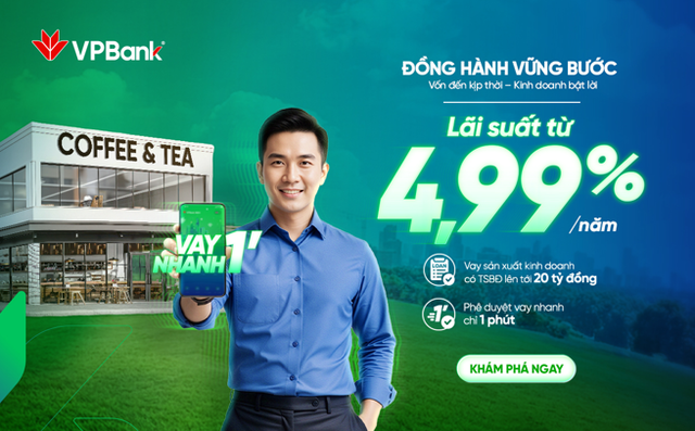 VPBank ra mắt gói ưu đãi lãi suất vay sản xuất kinh doanh từ 4,99%/năm 